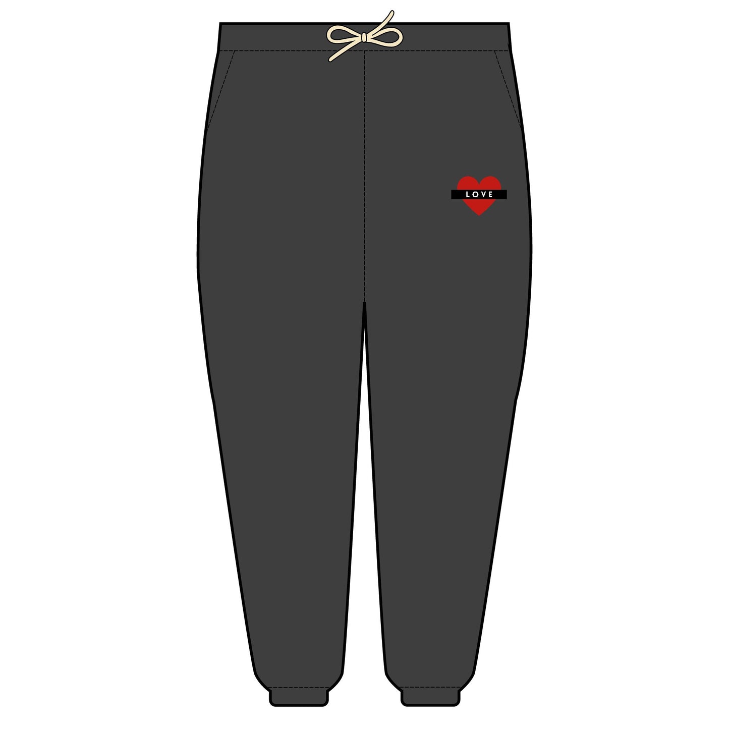 Fleece Sweatpants Love Heart Design