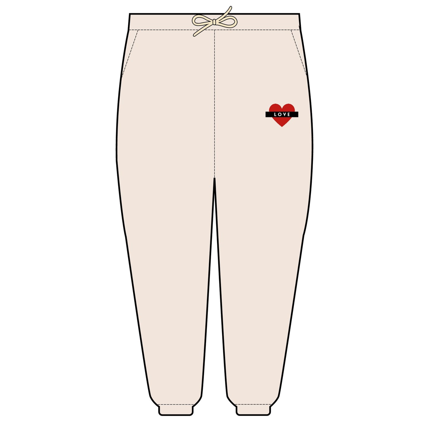 Fleece Sweatpants Love Heart Design