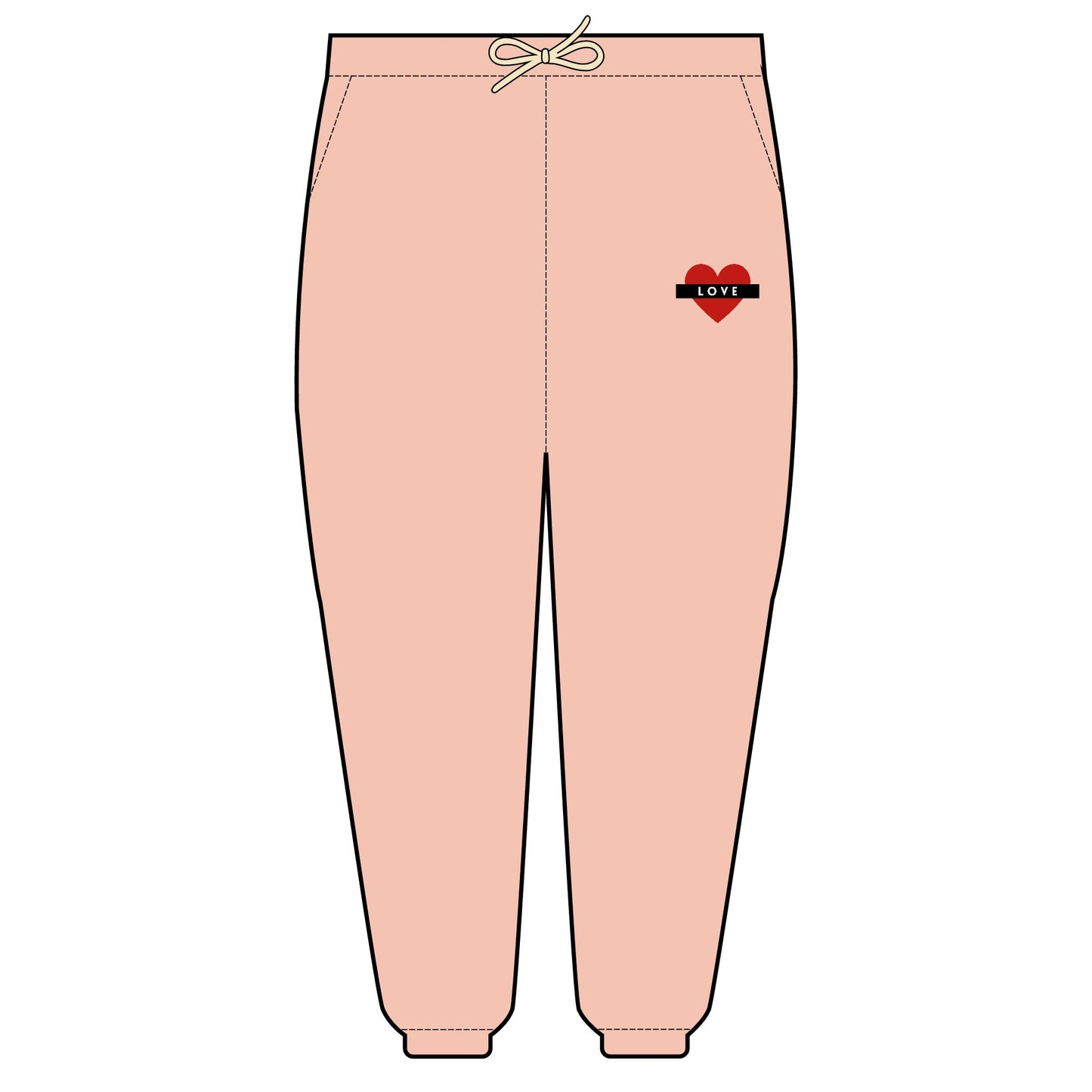 Fleece Sweatpants Love Heart Design