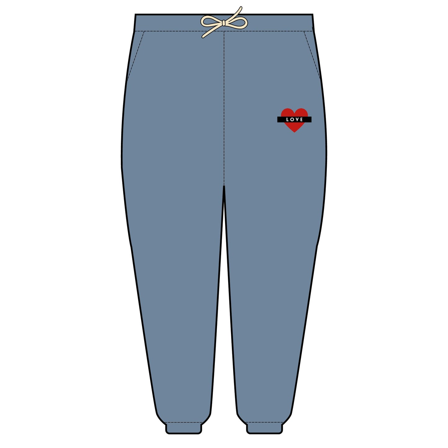 Fleece Sweatpants Love Heart Design